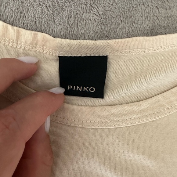 Pinko Beige Graphic Tee with Car Design - Picture 11 of 14